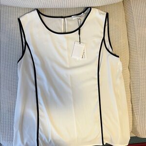 Calvin Klein Women's Cream Sleeveless Blouse